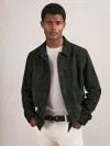 Reiss Mens Dark Green Devonshire Patch-pocket Suede Jacket Xl In Green