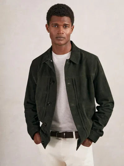 REISS REISS DARK GREEN DEVONSHIRE SUEDE WORKER JACKET