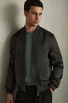 Reiss Dark Green Harlan Brushed Wool-blend Bomber Jacket