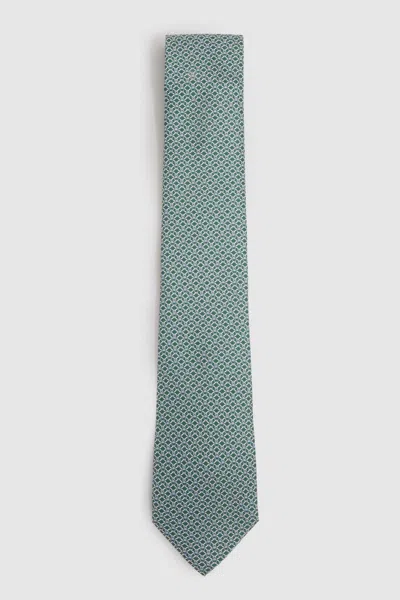 Reiss Dark Green Orta Silk Chain Pattern Tie In Dark Green