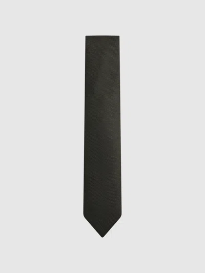 Reiss Dark Green Textured Silk-blend Tie