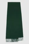 Reiss Dark Green Wool And Cashmere Scarf