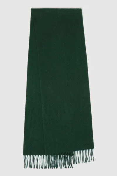 Reiss Dark Green Wool And Cashmere Scarf In Dark Green