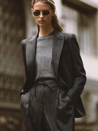 Reiss Dark Grey Derby Wool-blend Single-breasted Blazer In Gray