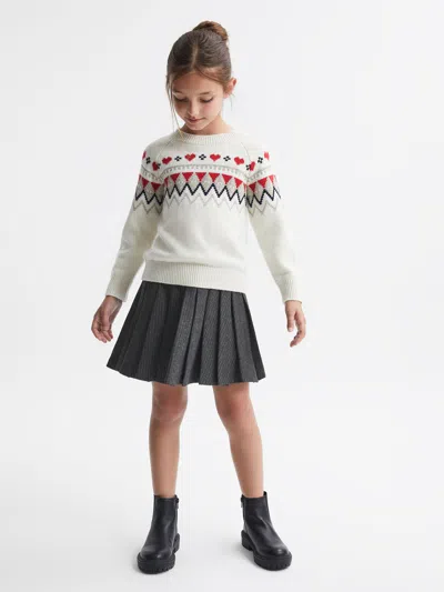 Reiss Dark Grey Marcie Wool Blend Striped Pleated Skirt In Gray