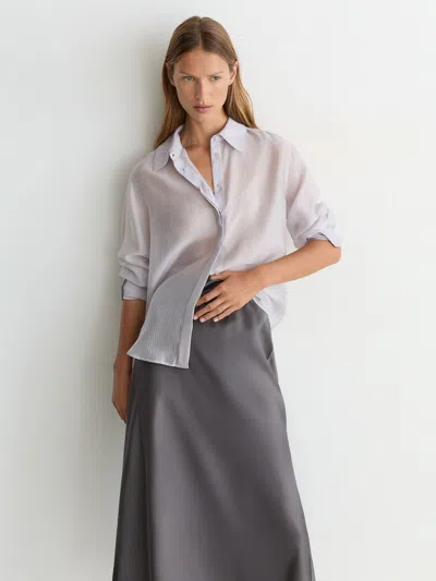 Reiss Dark Grey Silk Slip Midi Skirt In Gray