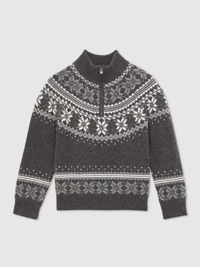 REISS REISS DARK GREY/OFF WHITE PERTH JUMPER