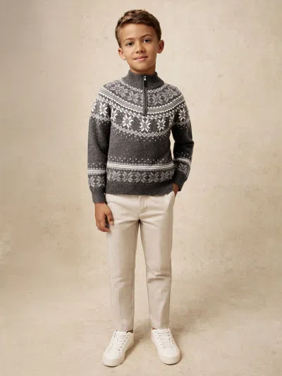 Reiss Dark Grey/off White Jumper In Multi
