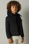 Reiss Dark Indigo Melange Peridoe Wool-blend Melton Trucker Jacket In Dark Indigo Melange