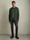 Reiss Dark Kale Green Forbes Merino Wool Button-through Cardigan In Green