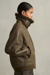 Reiss Dark Khaki Shearling Aviator Jacket In Dark Khaki