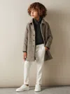 Reiss Dark Military Green 3-9 Yrs Merino Wool Half-zip Funnel Neck Jumper