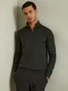 Reiss Dark Military Green Merino Wool Half-zip Funnel Neck Jumper