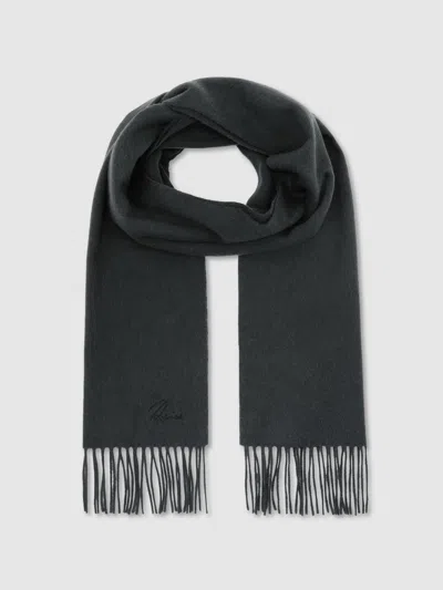 Reiss Dark Military Green Picton Wool And Cashmere Scarf
