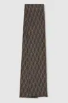 Reiss Dark Multi Mallory Silk-twill Monogram-jacquard Dress Scarf In Dark Multi