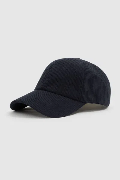 Reiss Dark Navy Benton Corduroy Baseball Cap In Dark Navy