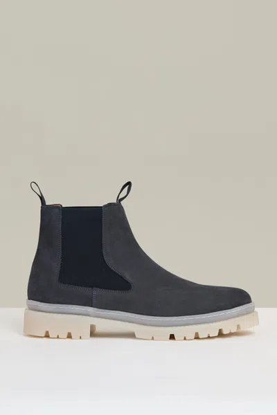 Reiss Dark Navy Suede Contrast Sole Chelsea Boots