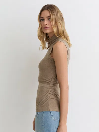 Reiss Dark Neutral Funnel-neck Jersey-knit Vest With Wool In Brown