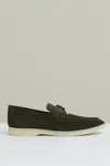Reiss Dark Olive Green Suede Slip On Tassel Loafers