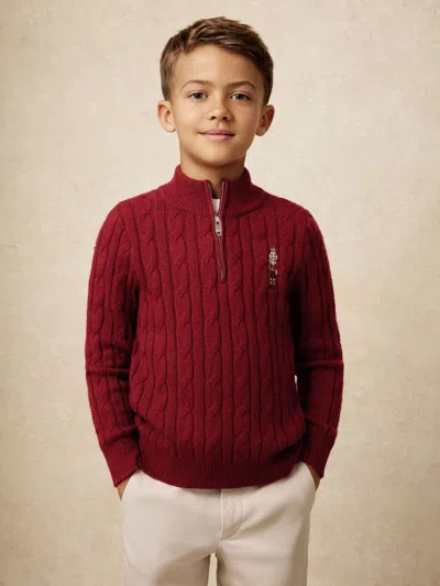 Reiss Dark Red Wool-blend Half-zip Nutcracker Jumper