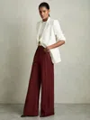 Reiss Dark Red Palazzo Tailored Trousers