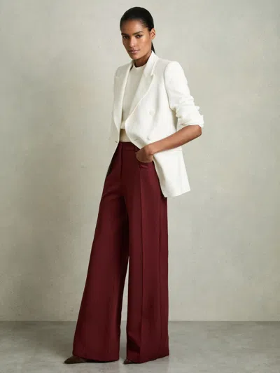 Reiss Dark Red Palazzo Tailored Trousers