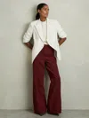 Reiss Dark Red Petite Palazzo Tailored Trousers