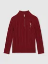 Reiss Dark Red Wool-blend Half-zip Nutcracker Jumper In Burgundy