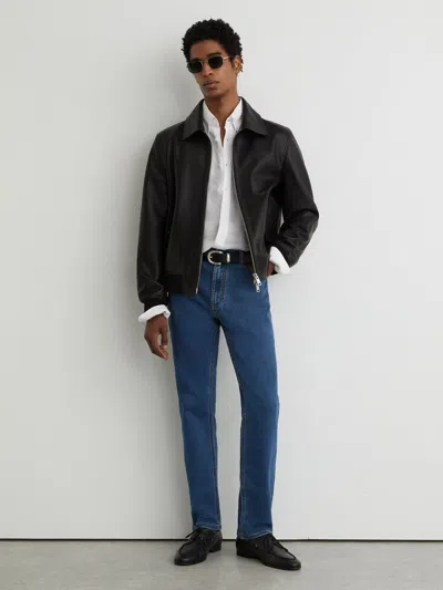Reiss Dark Rinsed Blue Wash Bishopsgate Soft-stretch Straight-leg Jeans