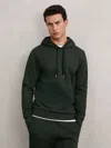 Reiss Mens Dark Sage Green Fabien Regular-fit Double-knit Stretch-jersey Hoody In Green