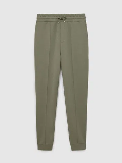 REISS REISS DARK SAGE GREEN PREMIER STRETCH JERSEY TAILORED JOGGERS