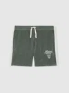 Reiss Dark Sage Green/white Chenille Tipped Motor Cars Shorts In Animal Print
