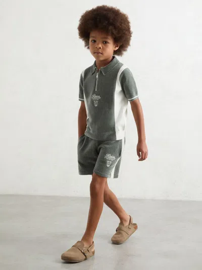 Reiss Dark Sage Green/white Polo Shirt