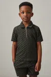 Reiss Dark Sage Textured Towelling Polo Shirt In Dark Sage