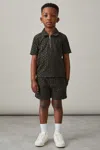Reiss Dark Sage Textured Towelling Shorts