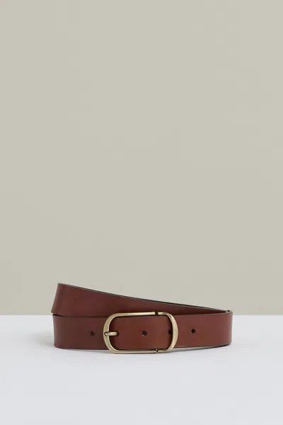 Reiss Dark Tan Leather Gradual-fade Belt