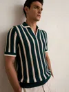 Reiss Duncan Textured Polo Shirt In Black