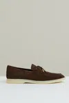 Reiss Dark Tobacco Brown Suede Slip On Tassel Loafers