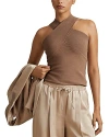 Reiss Womens Neutral Darla Cross-neck Stretch-knit Top In Neutral