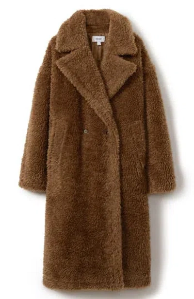 Reiss Darla Double Breasted Faux Fur Coat In Brown