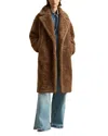 Reiss Brown Teddy Coat With Wool In Brown