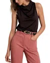 Reiss Green Cotton-blend Cowl-neck Sleeveless Top In Black