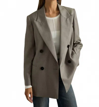 Reiss Darla Wool Oversized Double-breasted Blazer In Grey In Gray