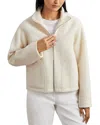 Reiss Cream Wool Felted Funnel-neck Jacket In White