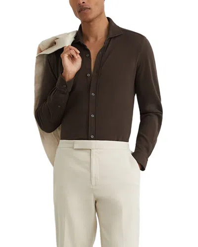 Reiss Dasilva Garment Dyed P Casual Shirt In Brown