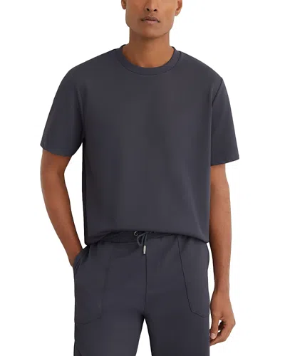 Reiss Day Stretch Twill Crewneck T-shirt In Blue