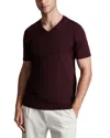 Reiss Dayton Vee Neck T-shirt In Burgundy