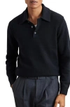 Reiss Mens Deansgate Polo-collar Wool And Cashmere-blend Jumper Navy Xl In Blue