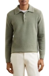 Reiss Sage Green Wool-blend Polo Jumper With Cashmere In Green
