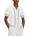 Reiss Decoy Cuban Button Top In White